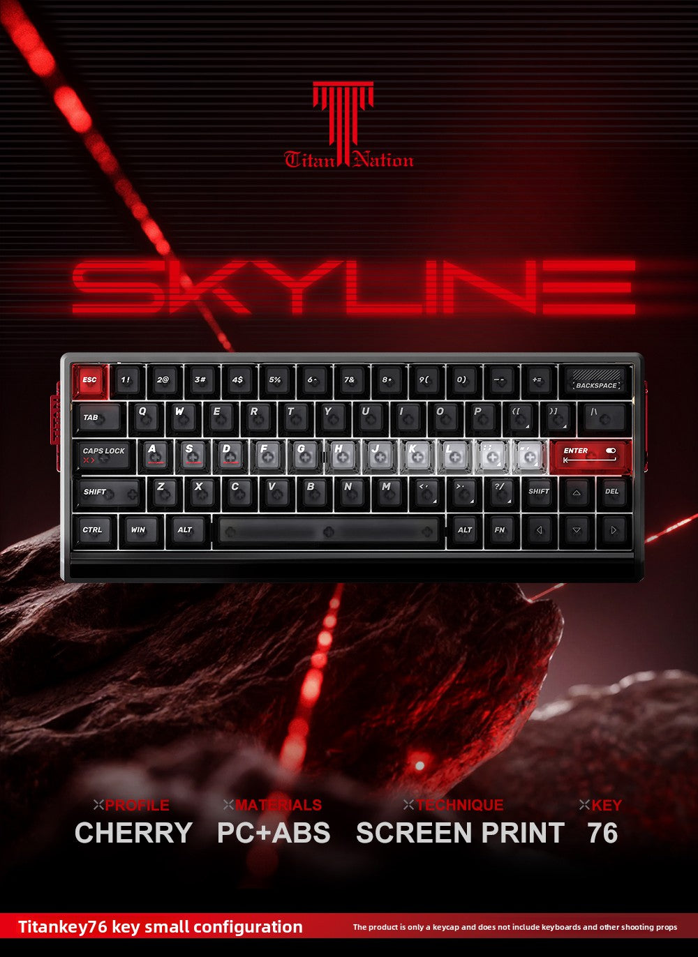 Skyline Black Keycaps – Transparent PC Keycaps for 60% & 75% Keyboards
