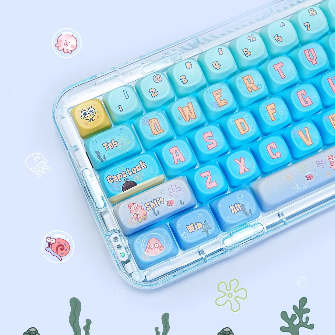 Spongebob Anime PBT Keycaps Set  mechanical keyboards layout Compatible with Wooting 60HE