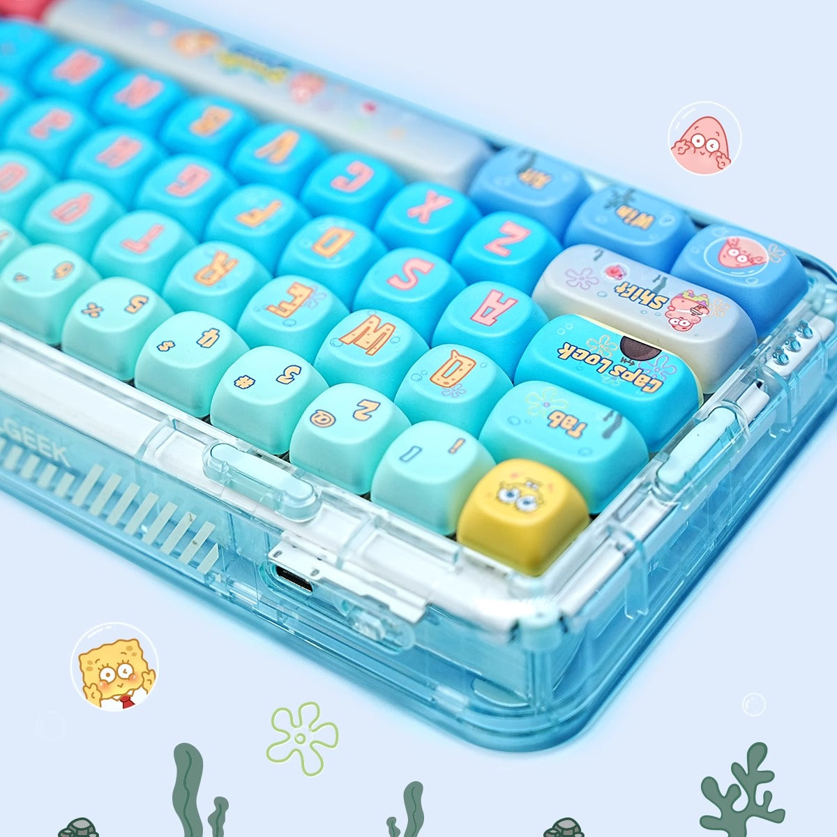 Spongebob Anime PBT Keycaps Set  mechanical keyboards layout Compatible with NuPhy Halo75