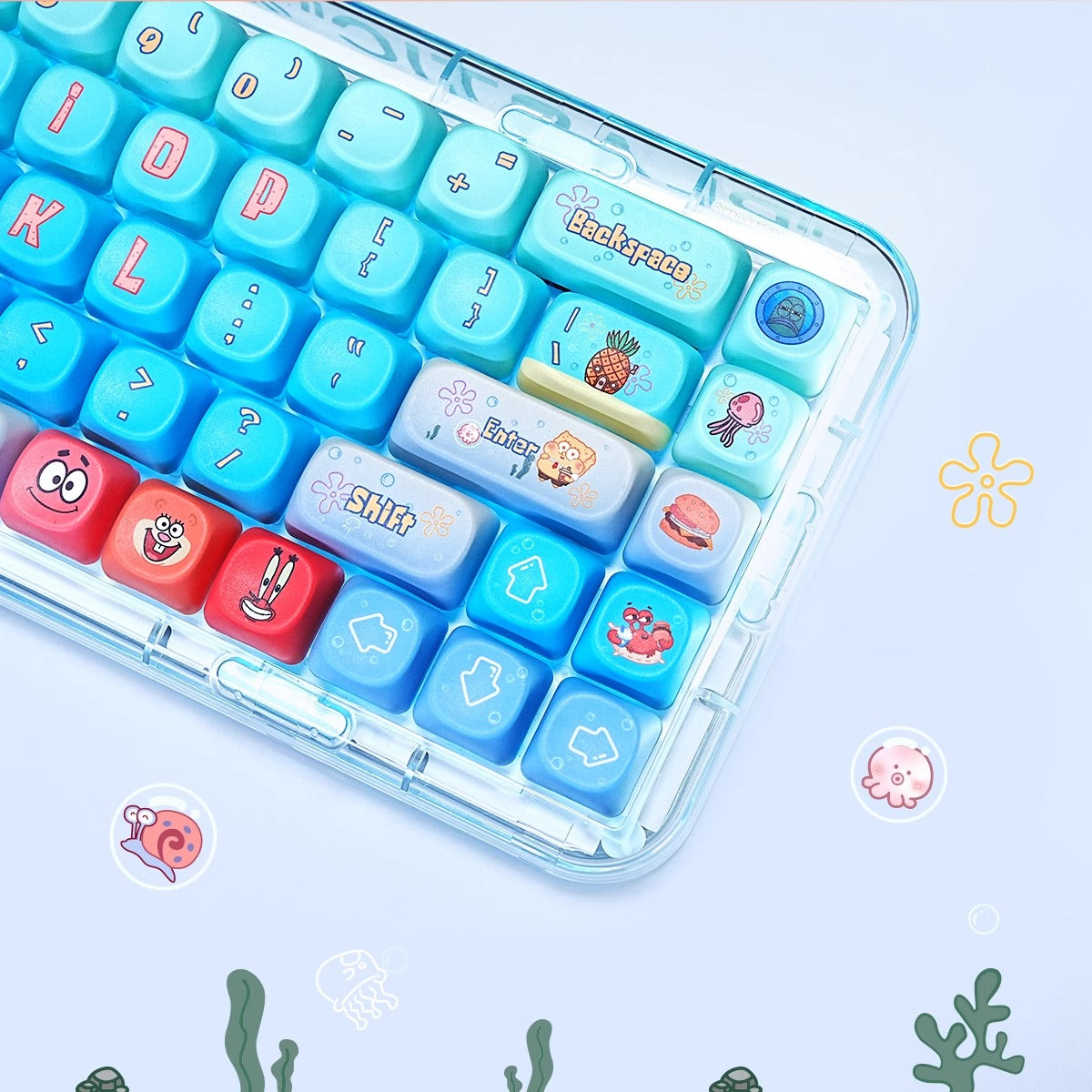 Spongebob Anime PBT Keycaps Set  mechanical keyboards layout Compatible with NuPhy Air75