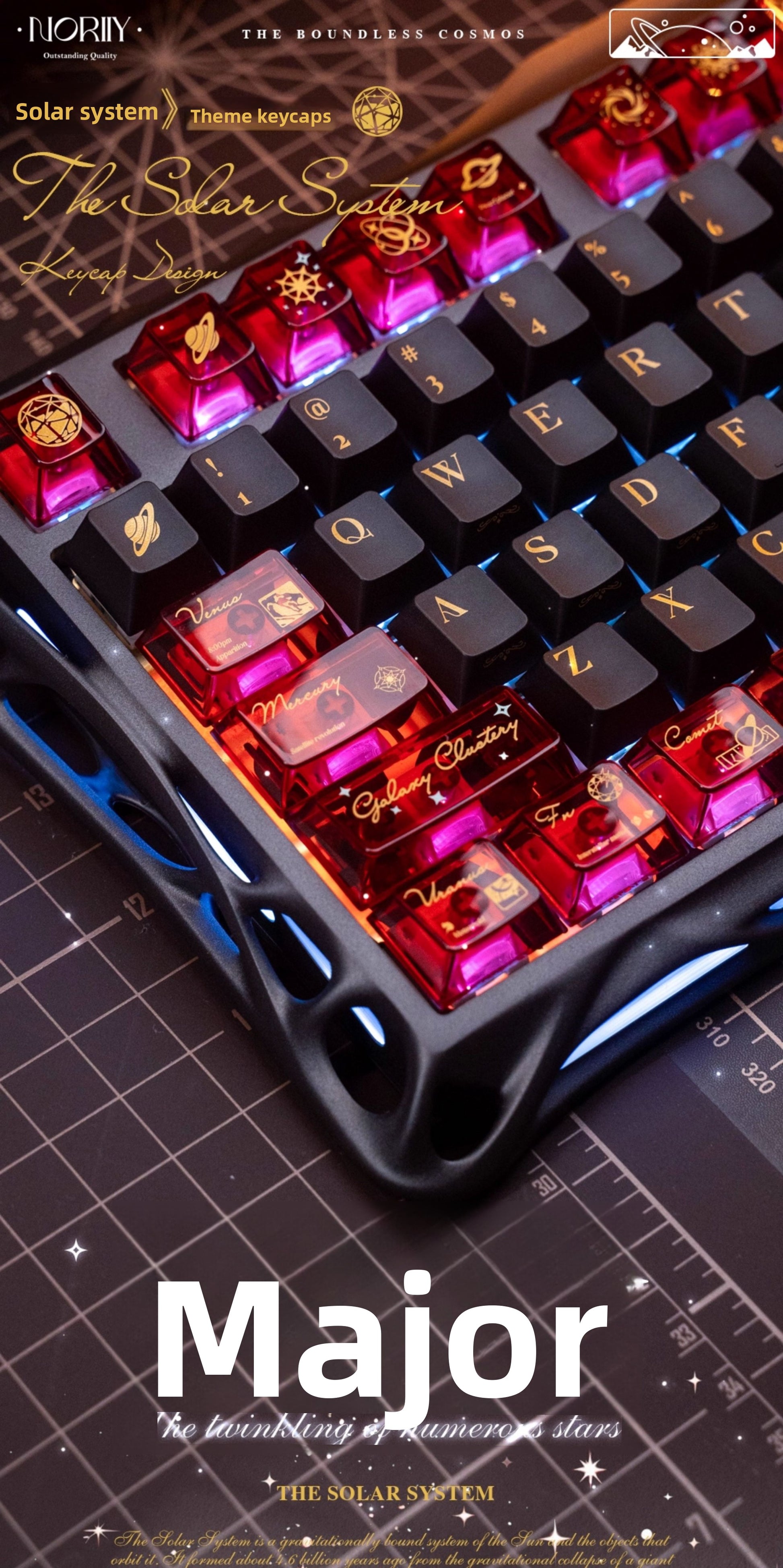 NORIIY Solar System Keycaps – Original PBT+PC Shine-Through Cherry Set - Titan Nation