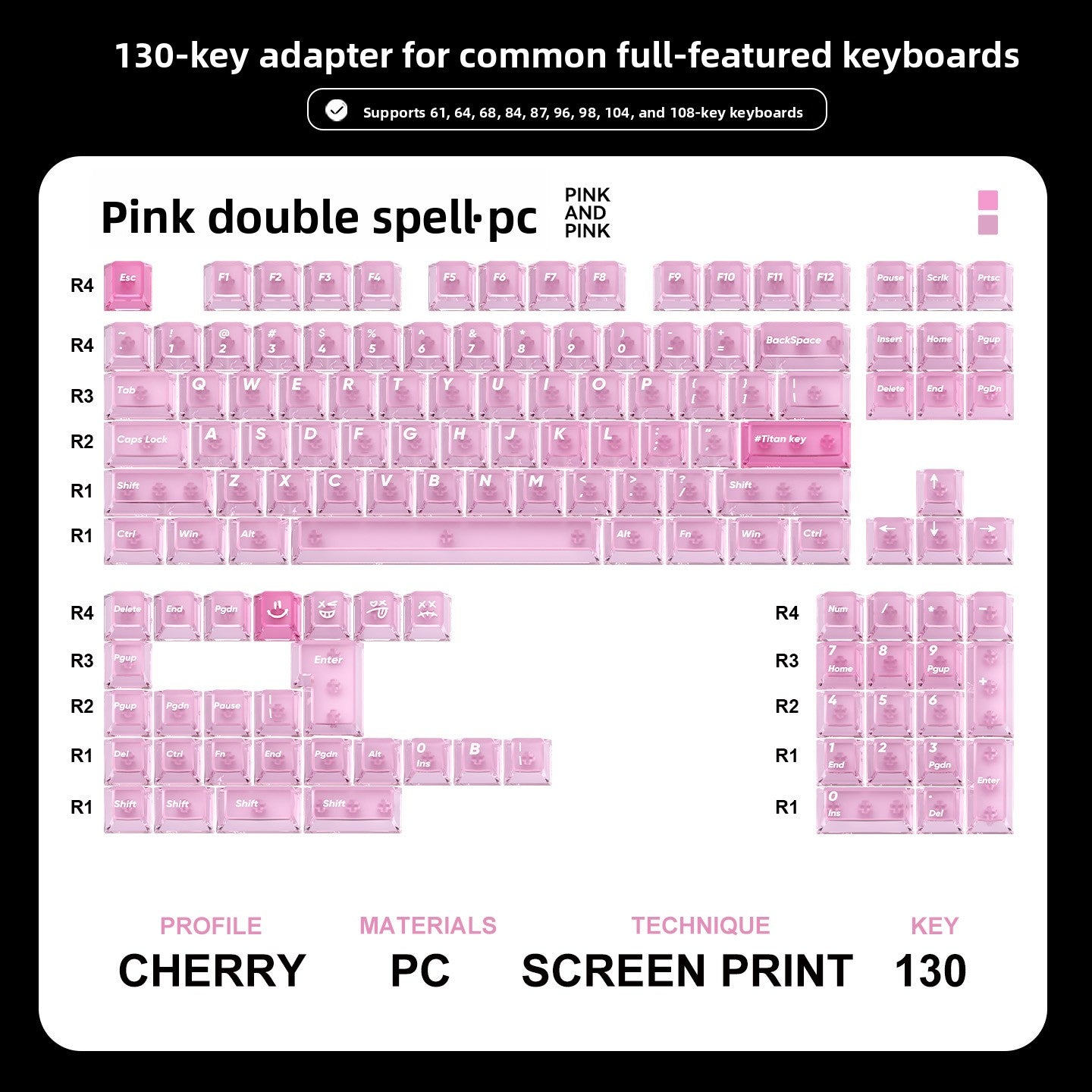 Titan Nation Frosted Matte Dual-Tone Keycaps – PC Translucent Set - Titan Nation