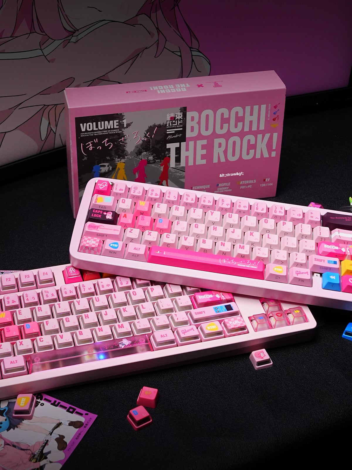 Titan Nation Bocchi the Rock Pochi-chan Keycaps – Pink PBT Set